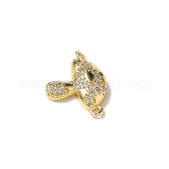 Brass Micro Pave Clear Cubic Zirconia Connector Charms&nbsp;KK-I276-48G