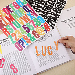 14 Sheets 14 Colors Vinyl Waterproof Cute Letter Decorative Sticker Labels&nbsp;DIY-GL0004-61