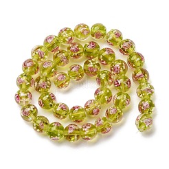 Luminous Handmade Glod Sand Lampwork Beads Strands&nbsp;LAMP-B028-03M-10mm