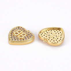 Brass Micro Pave Clear Cubic Zirconia Charms&nbsp;ZIRC-S068-034-NF