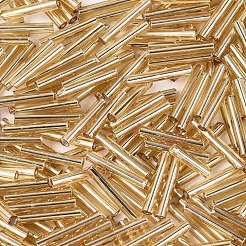 Silver Lined Transparent Glass Bugle Beads&nbsp;SEED-R028-2x15-B01