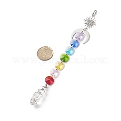 Electroplate Octagon Glass Beaded Pendant Decorations&nbsp;HJEW-JM00802