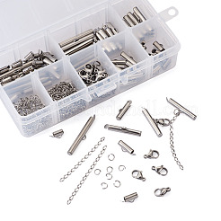 304 Stainless Steel Slide On End Clasp Tubes & Open Jump Rings & Lobster Claw Clasps & Chain Extender&nbsp;STAS-TA0004-65P