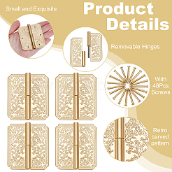 8Pcs Rectangle Brass Cabinet Drawer Butt Hinges Connectors&nbsp;KK-UN0006-12