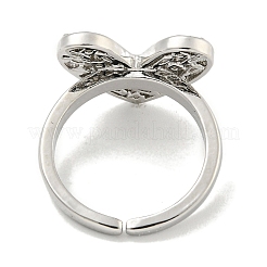 Heart Brass Micro Pave Cubic Zirconia Open Cuff Ring for Women&nbsp;RJEW-E296-05P