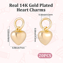 20Pcs Rack Plating Brass Heart Charms&nbsp;KK-BBC0024-87A