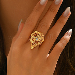 Brass Micro Pave Cubic Zirconia Adjustable Finger Rings for Women&nbsp;TD9385-1