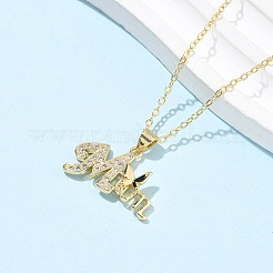 Mother's Day Brass Micro Pave Clear Cubic Zirconia Pendant Necklaces for Women&nbsp;NJEW-Q021-01A-G