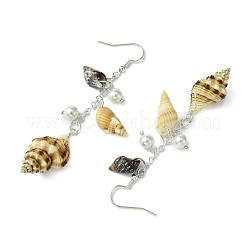 Brass Shell Shape Dangle Earrings&nbsp;EJEW-TA00603