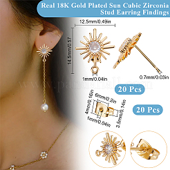 20Pcs Brass Micro Clear Cubic Zirconia Stud Earring Findings&nbsp;KK-BBC0023-72
