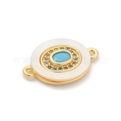 Brass Micro Pave Clear Cubic Zirconia & Shell Connector Charms&nbsp;KK-M303-03G-05