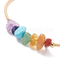 Natural Mixed Stone Chips & Pearl Bangle&nbsp;BJEW-JB08459