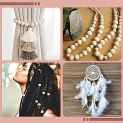 250Pcs 2 Styles Undyed Oil Coated Wooden Beads&nbsp;WOOD-PA0001-54