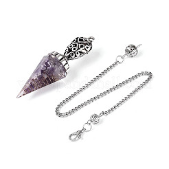 Natural Amethyst Chip & Epoxy Resin Dowsing Pendulum Big Pendants&nbsp;AJEW-N004-01D
