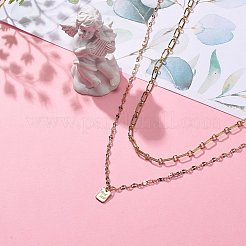 2Pcs 2 Style Rectangle with Good Luck Pendant Necklaces Set&nbsp;NJEW-JN04009