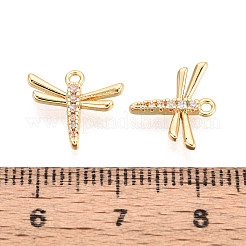 Brass Micro Pave Clear Cubic Zirconia Pendants&nbsp;KK-T077-44G