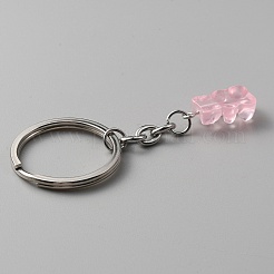 Candy Color Transparent Bear Resin Pendant Keychain&nbsp;KEYC-WH0034-34B-06