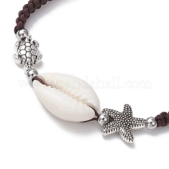 Natural Cowrie Shell Braided Bead Bracelets for Women&nbsp;BJEW-JB11765-03