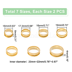 14pcs 7 size Unisex Stainless Steel Grooved Finger Ring Sets&nbsp;RJEW-UN0002-65G