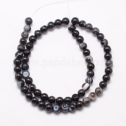 Natural Black Agate Bead Strands&nbsp;X-G-K166-13-6mm-05