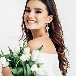 2 Pairs 2 Style Plastic Lily of the Valley Dangle Stud Earrings&nbsp;EJEW-AN0002-83