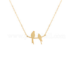 304 Stainless Steel Birds on the Branches Cutout Silhouette Pendant Necklaces for Women&nbsp;WG41729-01