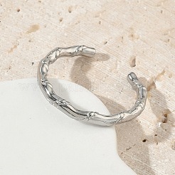 304 Stainless Steel Cuff Open Rings for Women&nbsp;RJEW-L341-07B-P