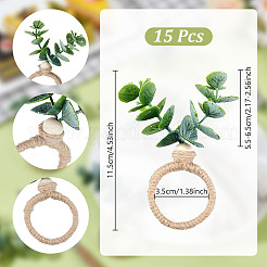 Jute Cord & Wood Beads Napkin Rings&nbsp;AJEW-GA00025