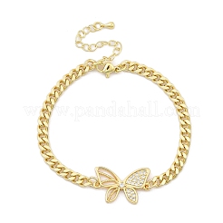 Brass Micro Pave Clear Cubic Zirconia Link Bracelets&nbsp;BJEW-Z082-02G