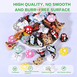 12Pcs 4 Colors Christmas Themed Food Grade Eco-Friendly Silicone Focal Beads&nbsp;SIL-SZ0001-15