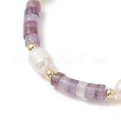 Natural Amethyst & Cultured Freshwater Pearl Beaded Bracelets for Women&nbsp;BJEW-JB13249-02