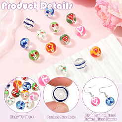 14Pcs 7 Colors Transparent Glass Enamel Beads&nbsp;GLAA-YW0005-97