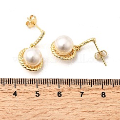 Round Brass Micro Pave Clear Cubic Zirconia Dangle Stud Earrings&nbsp;EJEW-C154-08G