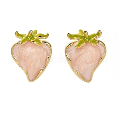 Brass Enamel Stud Earrings&nbsp;EJEW-P308-01G