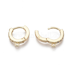 Brass Micro Pave Cubic Zirconia Huggie Hoop Earring Findings&nbsp;KK-T063-012-NF