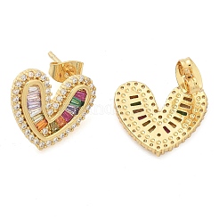 Rack Plating Brass Micro Pave Cubic Zirconia Stud Earrings for Women&nbsp;EJEW-C125-19G