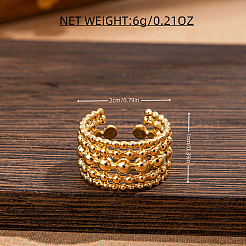 Layered Hollow Circle Adjustable Brass Cuff Rings for Women&nbsp;XW1533