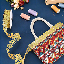 Sew on Ethnic Style Embroidery Leaf with Flower Polyester Hollow Lace Ribbons&nbsp;OCOR-WH0008-112