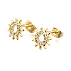 Brass Micro Pave Cubic Zirconia Stud Earrings&nbsp;KK-CBA5B62-05G