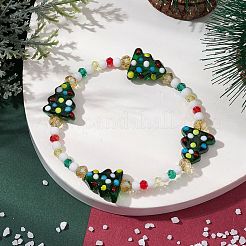Round & Christmas Tree Glass Beaded Stretch Bracelets for Women&nbsp;BJEW-TA00503