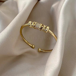 Brass Micro Pave Clear Cubic Zirconia Cuff Bangles for Women&nbsp;FS-WG06835-01