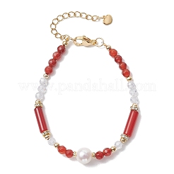Natural Gemstone & Cultured Freshwater Pearl Beaded Bracelets for Women&nbsp;BJEW-JB13218