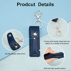 Portable Imitation Leather Lipstick Keychain Holder&nbsp;KEYC-WH0029-56A