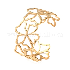 304 Stainless Steel Hollow Flower Outline Open Cuff Bangles for Women&nbsp;SA-CBABC9E-02G