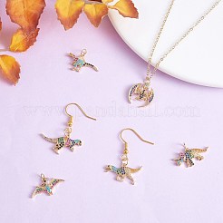 6Pcs 6 Style Rack Plating Brass Micro Pave Colorful Cubic Zirconia Pendants&nbsp;ZIRC-SZ0004-85