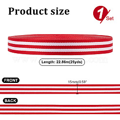 25 Yards Polyester Striped Ribbons&nbsp;DIY-GA0006-85