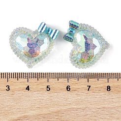 Transparent Epoxy Resin Heart with Bowknot Decoden Cabochons&nbsp;CRES-M034-07C