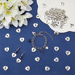 80Pcs Tibetan Style Alloy Heart with Cross Pendants&nbsp;TIBEP-SC0003-32