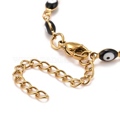 Enamel Horse Eye Link Chains Bracelet&nbsp;BJEW-P271-05G