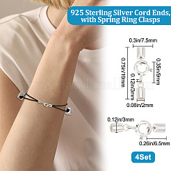 4 Sets 925 Sterling Silver Spring Ring Clasps&nbsp;STER-BBC0001-45B